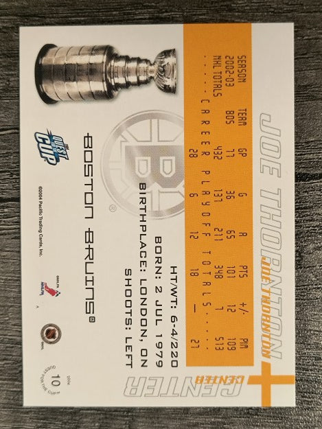 2003-04 Pacific Quest for the Cup #10 Joe Thornton
