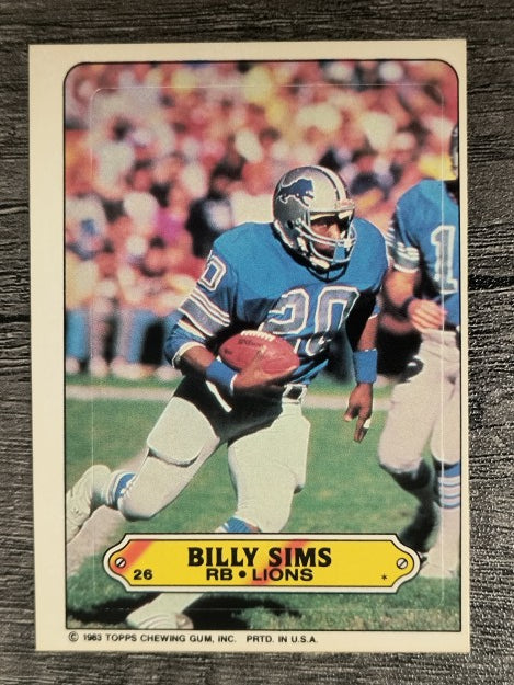 1983 Topps Sticker Inserts #26 Billy Sims