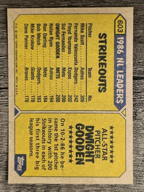 1987 Topps #603A Dwight Gooden AS NoTM