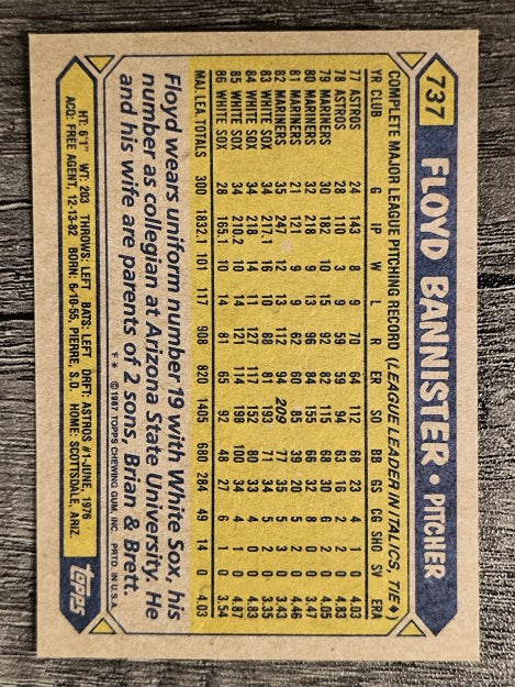 1987 Topps #737 Floyd Bannister