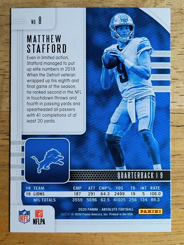 2020 Absolute Red #8 Matthew Stafford
