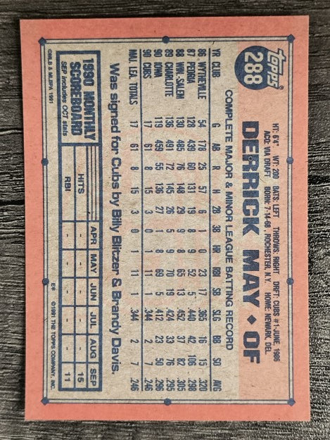 1991 Topps #288 Derrick May