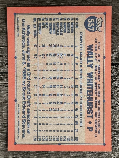 1991 Topps #557 Wally Whitehurst