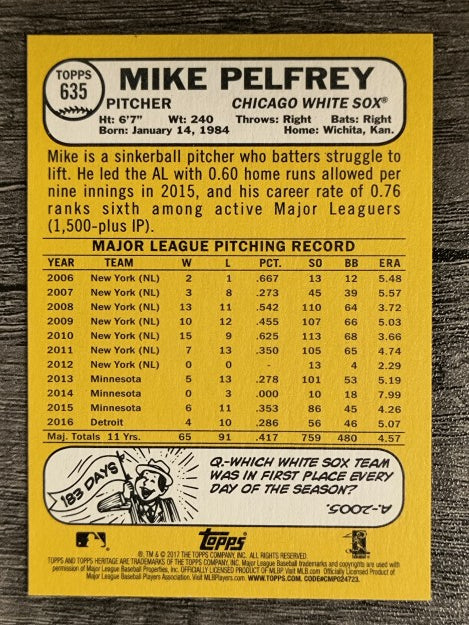 2017 Topps Heritage #635 Mike Pelfrey