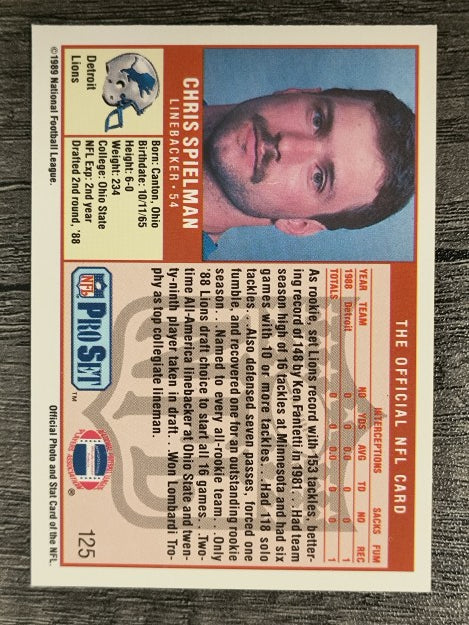 1989 Pro Set #125 Chris Spielman RC