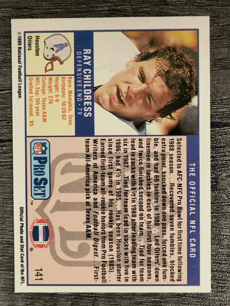 1989 Pro Set #141 Ray Childress/Sacking Joe Montana