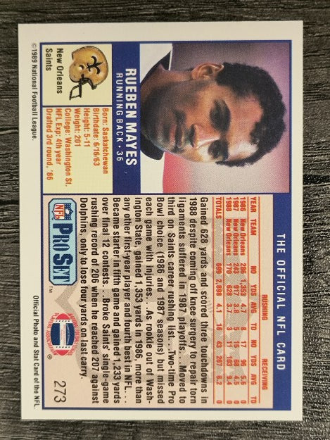 1989 Pro Set #273 Rueben Mayes
