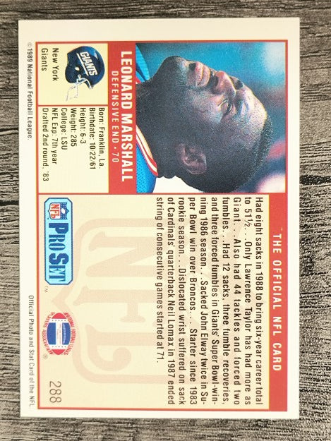1989 Pro Set #288 Leonard Marshall