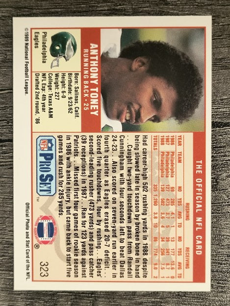 1989 Pro Set #323 Anthony Toney