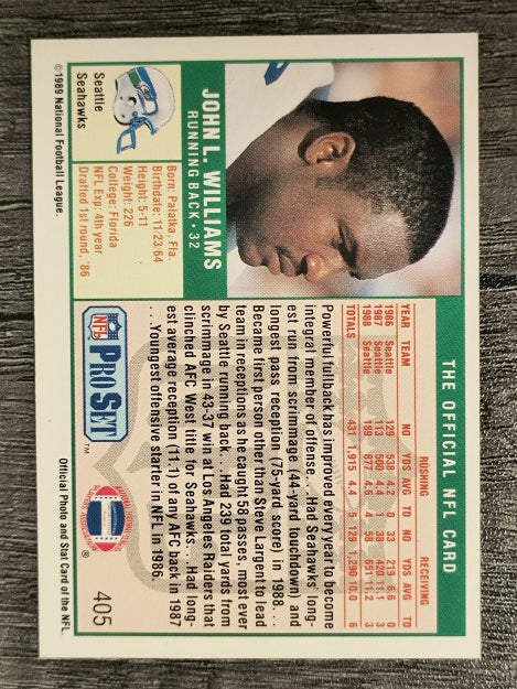 1989 Pro Set #405 John L. Williams