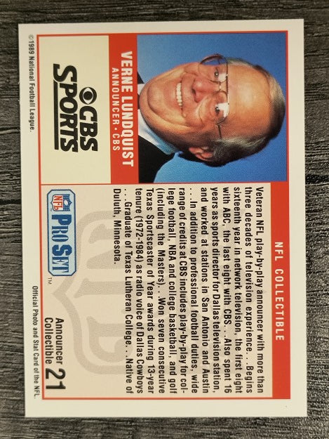 1989 Pro Set Announcers #21 Verne Lundquist