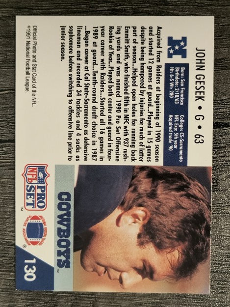 1991 Pro Set #130 John Gesek RC