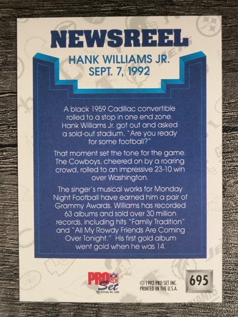 1992 Pro Set #695 Hank Williams Jr. NEW