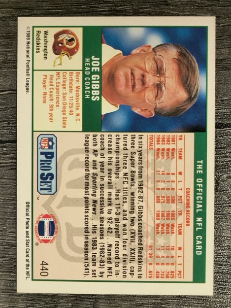 1989 Pro Set #440 Joe Gibbs CO RC