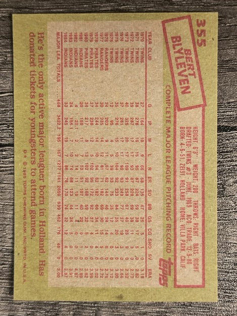 1985 Topps #355 Bert Blyleven