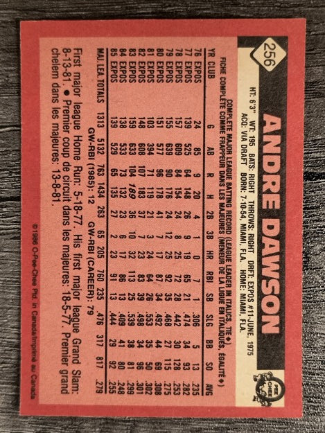 1986 O-Pee-Chee #256 Andre Dawson