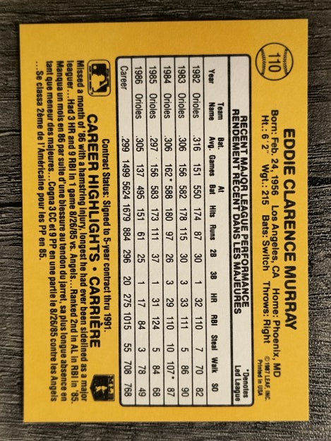 1987 Leaf/Donruss #110 Eddie Murray