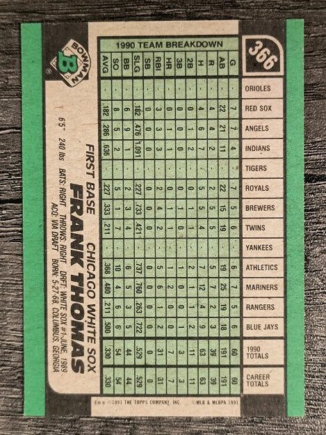 1991 Bowman #366 Frank Thomas