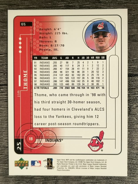 1999 Upper Deck MVP #65 Jim Thome