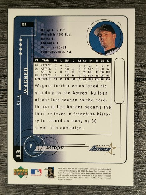1999 Upper Deck MVP #93 Billy Wagner