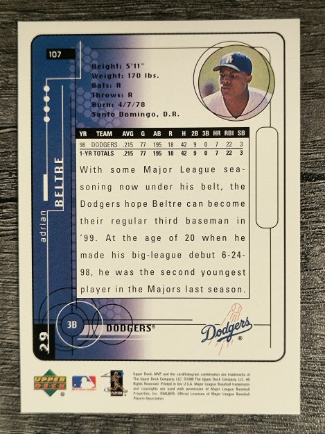1999 Upper Deck MVP #107 Adrian Beltre