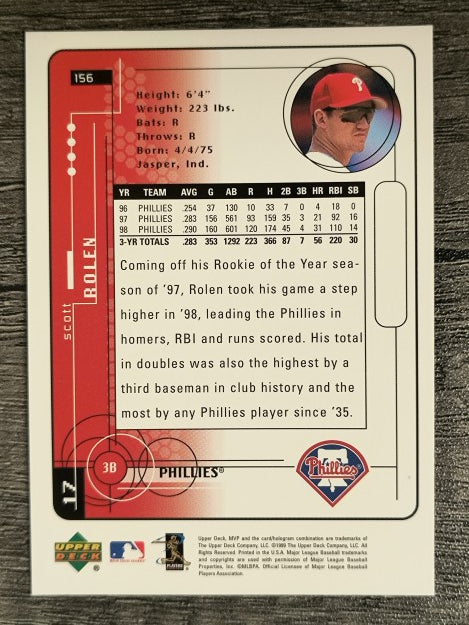 1999 Upper Deck MVP #156 Scott Rolen