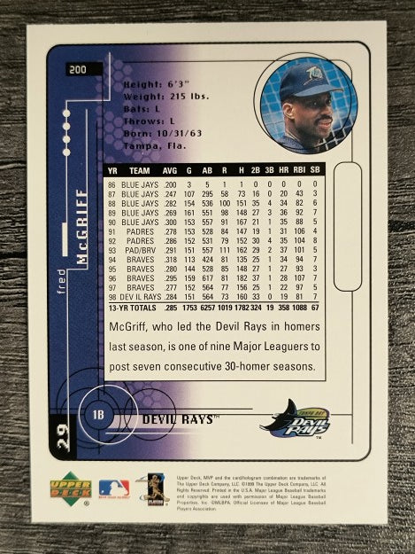 1999 Upper Deck MVP #200 Fred McGriff