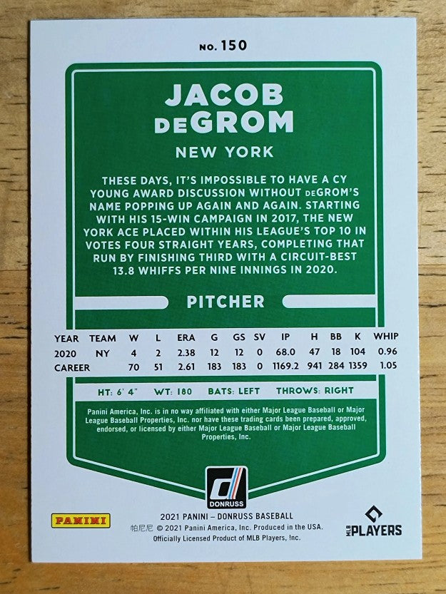 2021 Donruss Holo Blue #150 Jacob deGrom