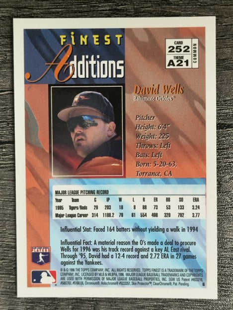 1996 Finest #B252 David Wells B