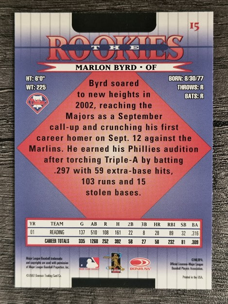 2002 Donruss Rookies #15 Marlon Byrd