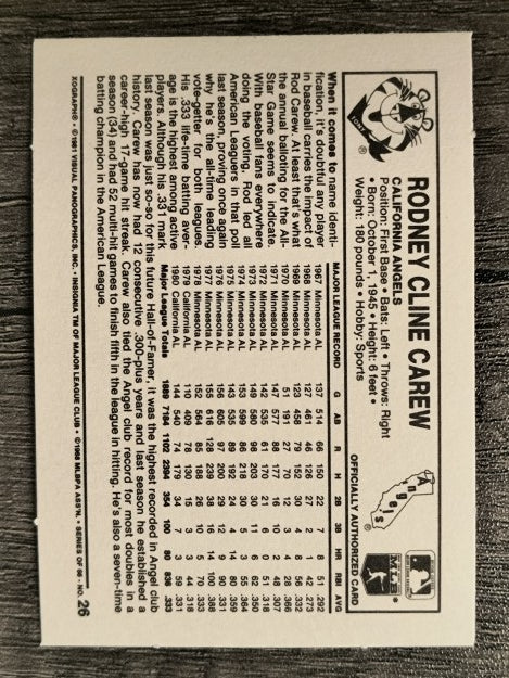 1981 Kellogg's #26 Rod Carew