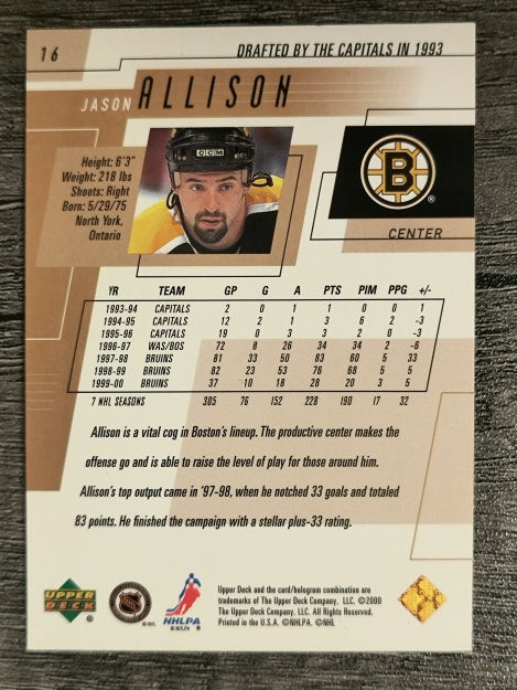 2000-01 Upper Deck #16 Jason Allison