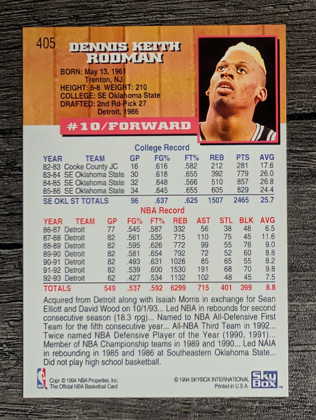 1993-94 Hoops #405 Dennis Rodman (NM)