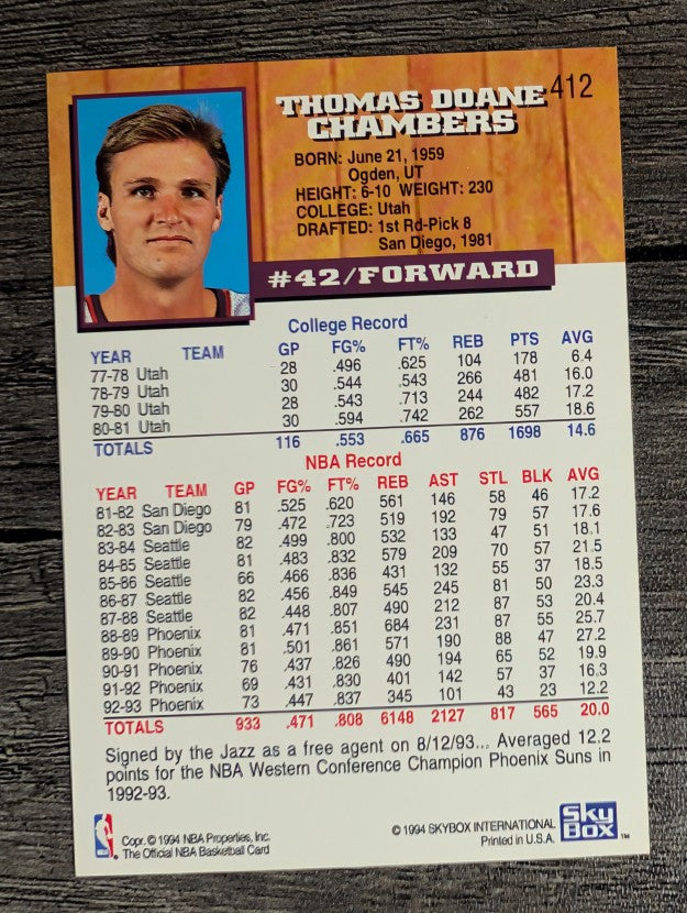 1993-94 Hoops Fifth Anniversary Gold #412 Tom Chambers (NM)