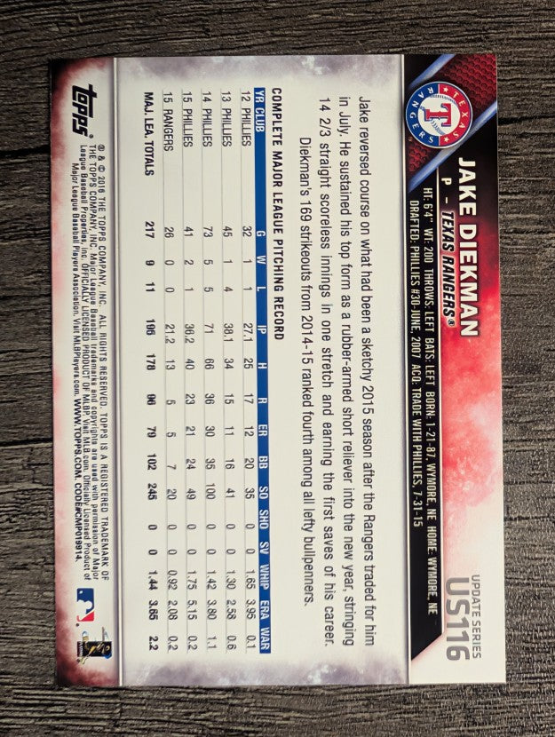2016 Topps Update #US116 Jake Diekman