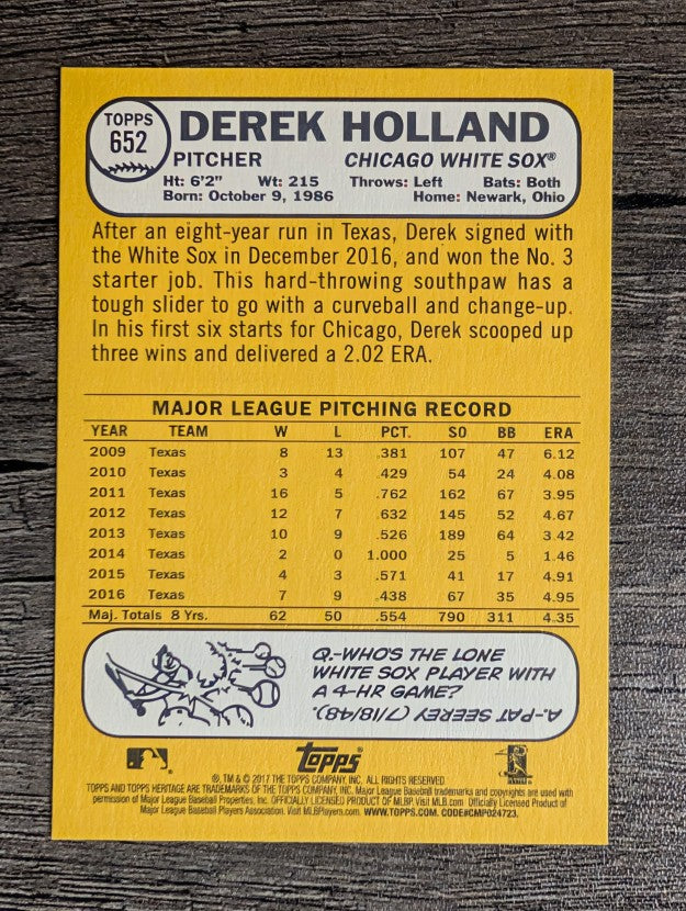 2017 Topps Heritage #652 Derek Holland