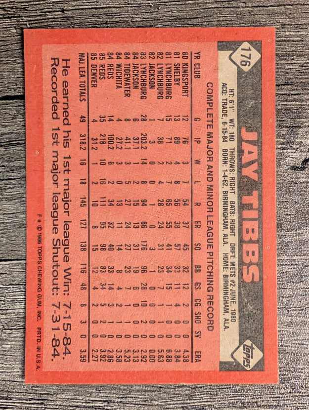1986 Topps #176 Jay Tibbs