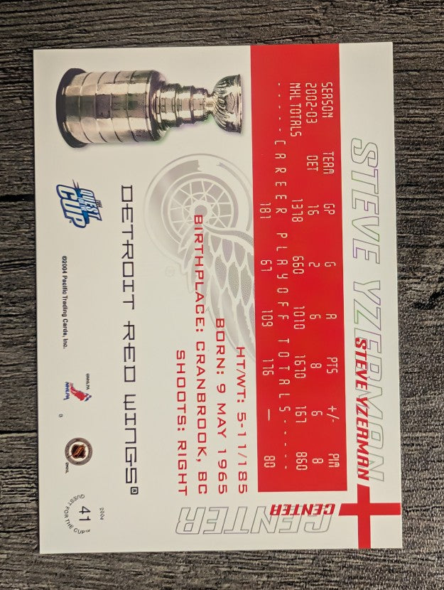 2003-04 Pacific Quest for the Cup #41 Steve Yzerman