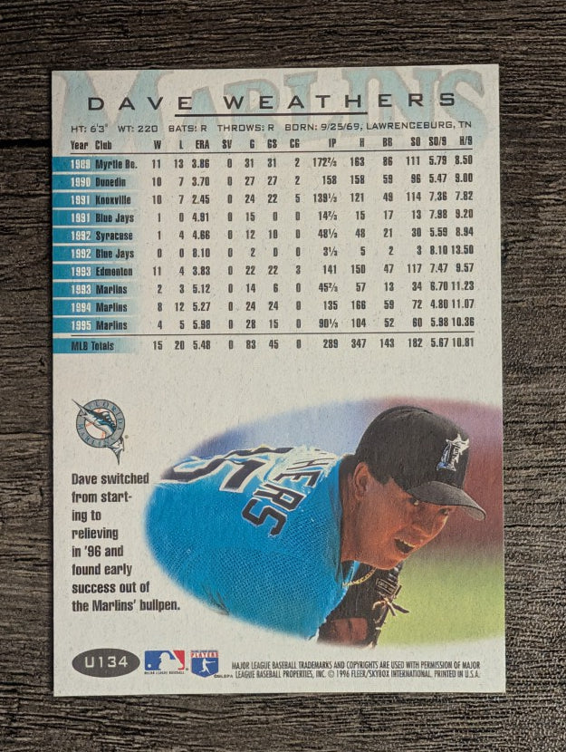 1996 Fleer Update #U134 Dave Weathers