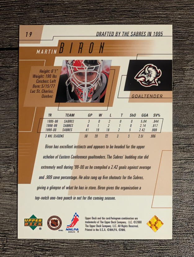 2000-01 Upper Deck #19 Martin Biron