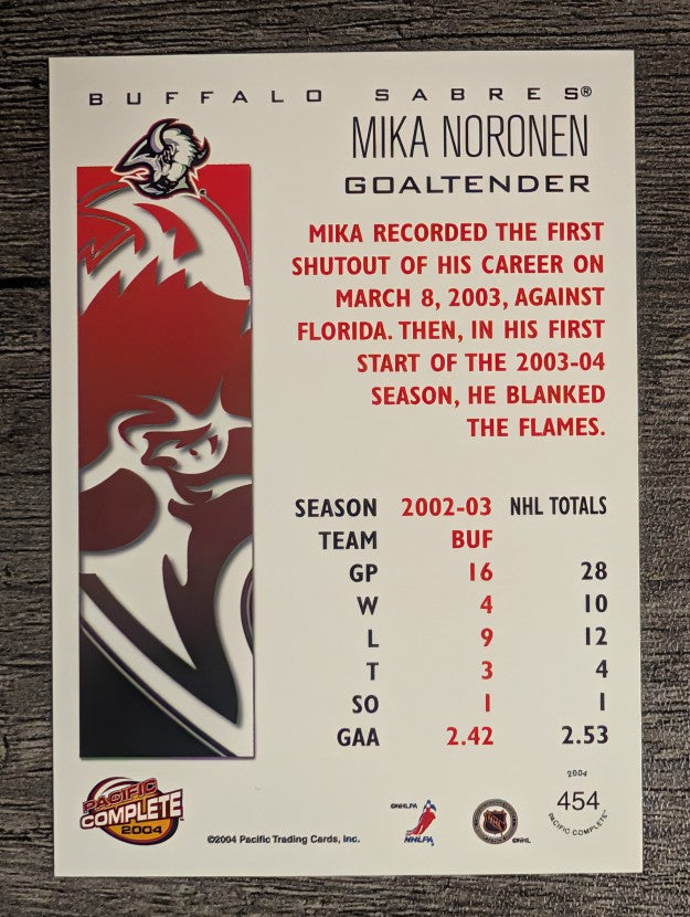 2003-04 Pacific Complete #454 Mika Noronen