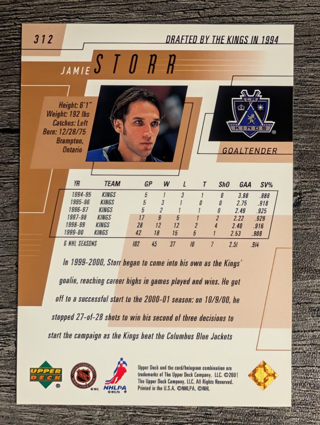 2000-01 Upper Deck #312 Jamie Storr