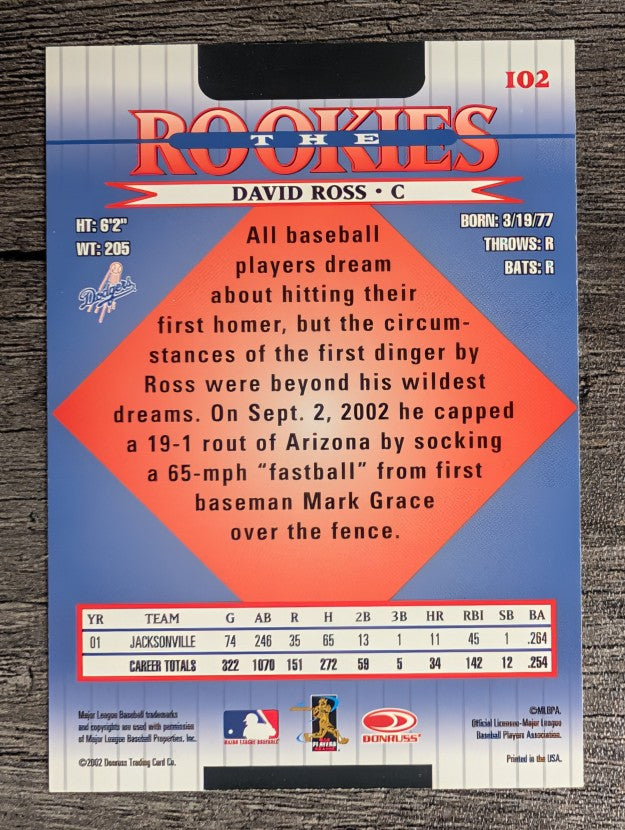 2002 Donruss Rookies #102 David Ross RC