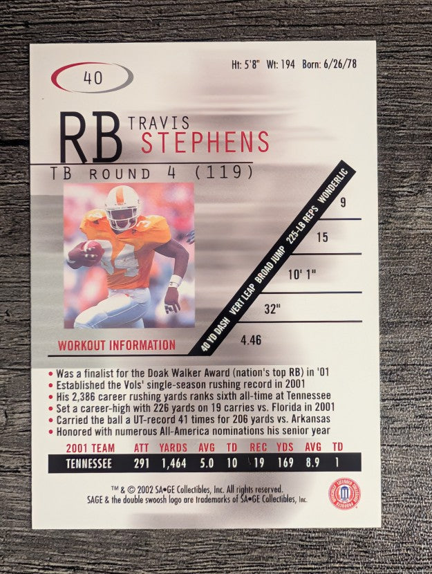 2002 SAGE #40 Travis Stephens