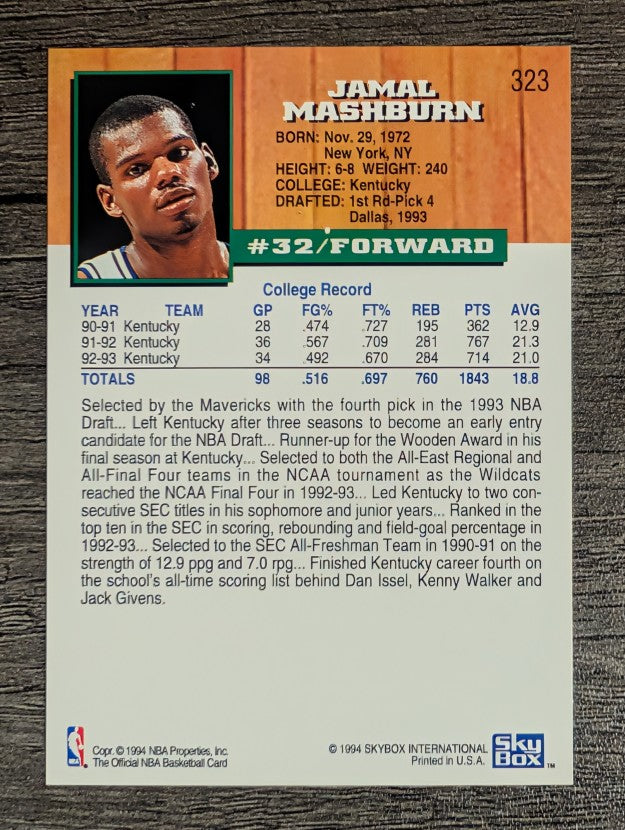1993-94 Hoops #323 Jamal Mashburn RC (NM)