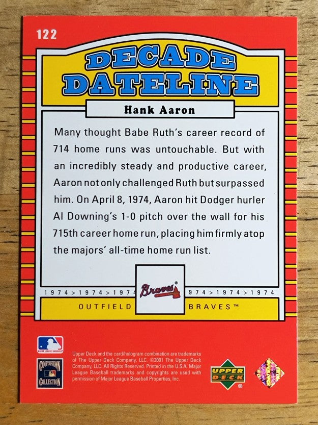 2001 Upper Deck Decade 1970's #122 Hank Aaron DD