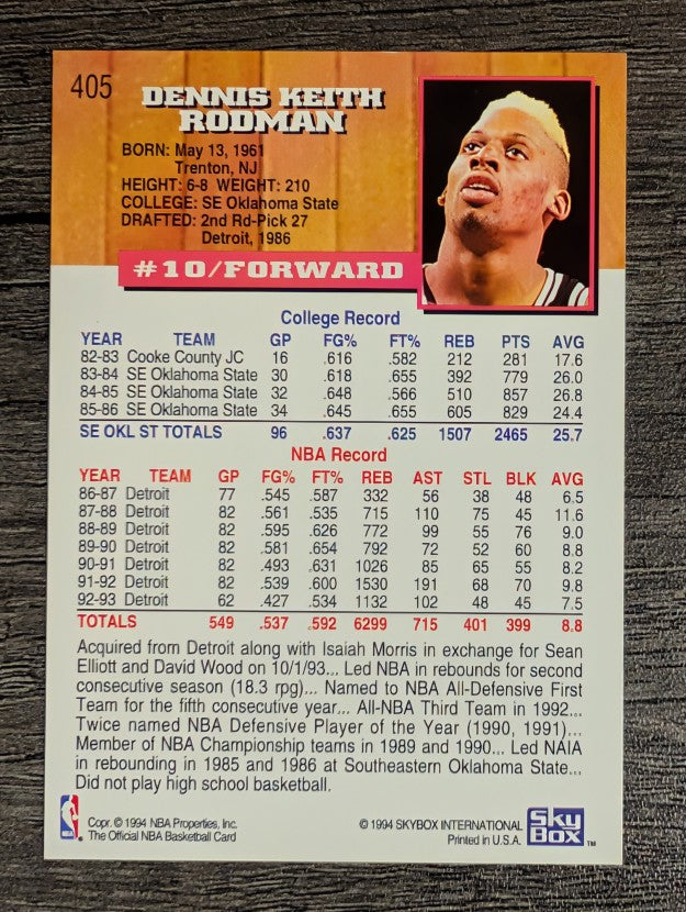 1993-94 Hoops #405 Dennis Rodman