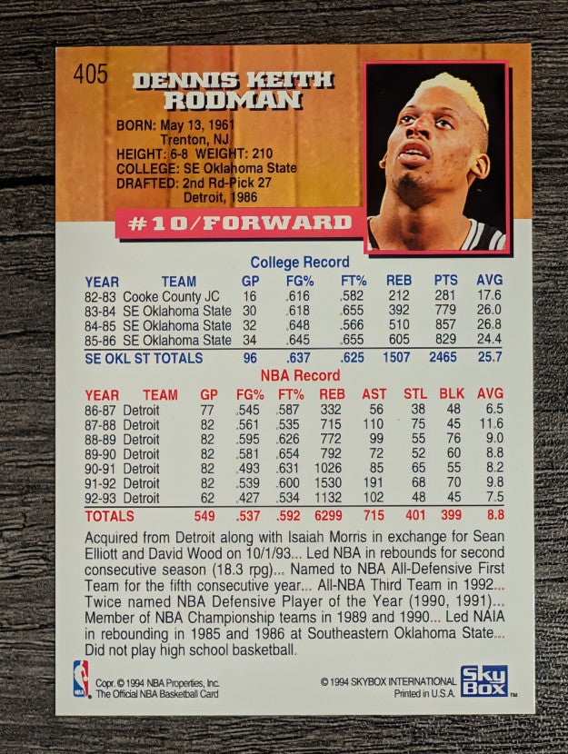 1993-94 Hoops #405 Dennis Rodman