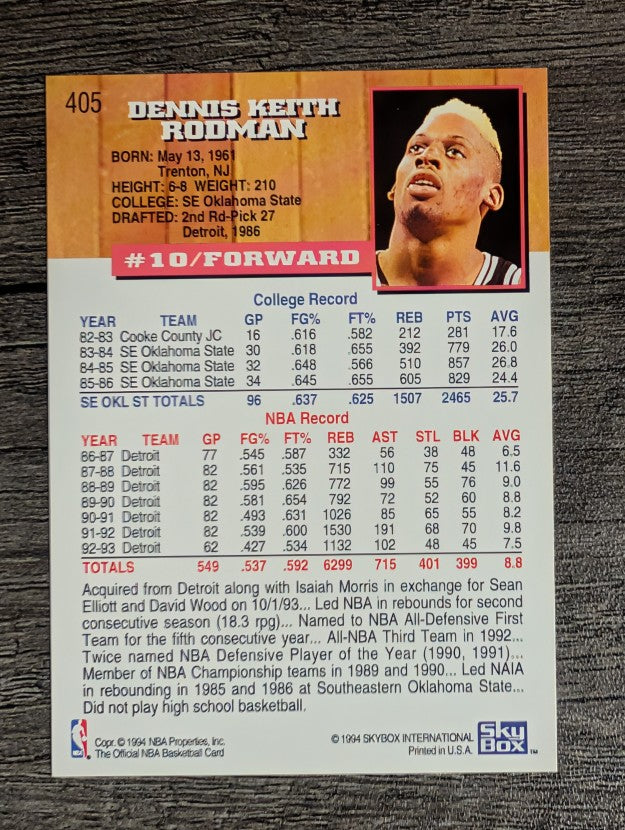 1993-94 Hoops #405 Dennis Rodman (NM)