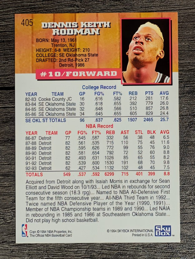 1993-94 Hoops #405 Dennis Rodman (NM)